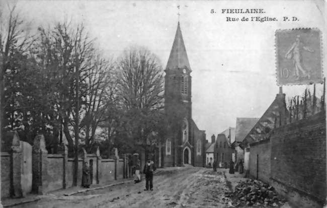 Église de Fieulaine au début du XXe siècle - Fieulaine (02110) - Aisne