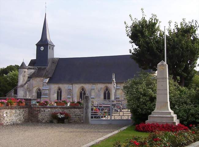 L'église-abbatiale Notre-Dame et le monument aux morts - Corneville-sur-Risle (27500) - Eure