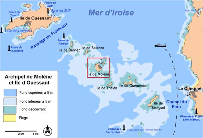 Localisation de l'île dans son archipel - Île-Molène (29259) - Finistère