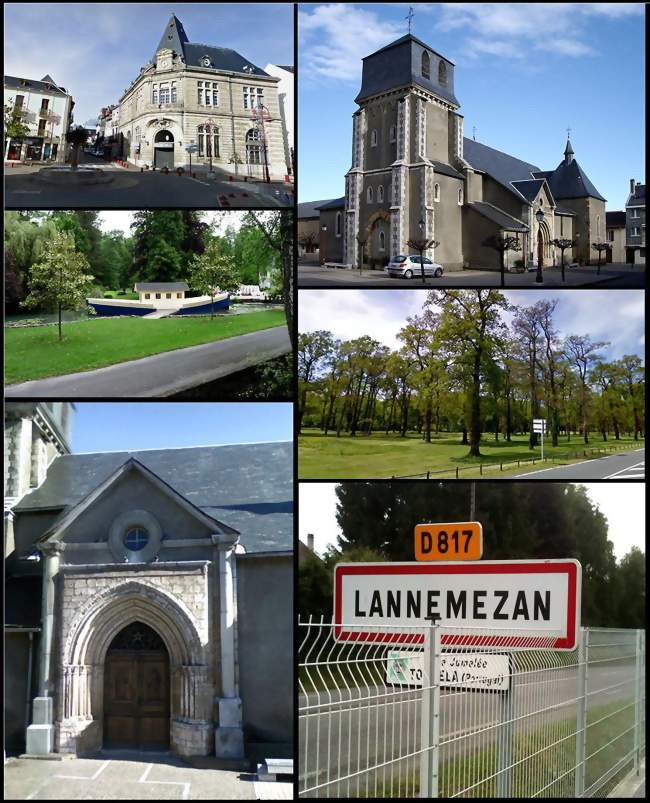 Vues de Lannemezan - Hôtel de Ville, Eglise Saint Jean-Baptiste, Parc de loisirs de la Demi-Lune, Bois de la Plantade, Portail de l'eglise Saint Jean-Baptiste, Entrée de ville - Lannemezan (65300) - Hautes-Pyrénées