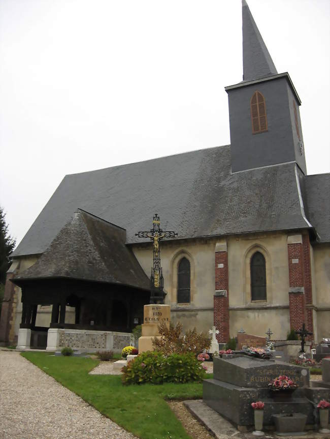 L'église avec son clocher penché et son porche en bois - Bosc-Bordel (76750) - Seine-Maritime
