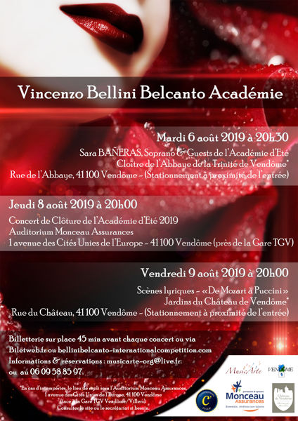 Vincenzo Bellini Belcanto Académie: 3 concerts exceptionnels!