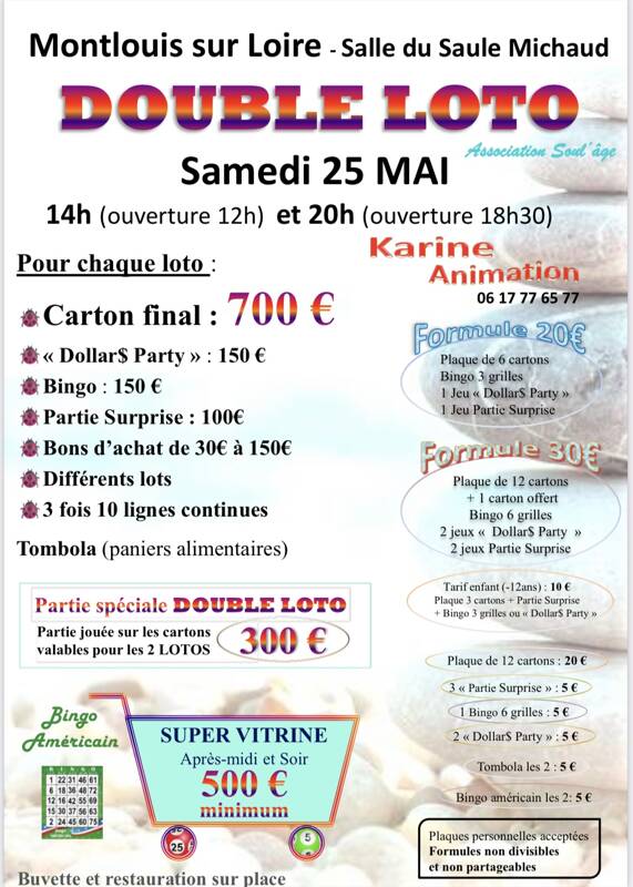 DOUBLE LOTO final 700€ 14h et 20h avec partie spéciale joueurs double loto