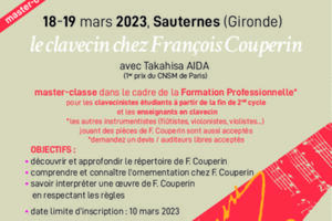 Master-classe de clavecin à Sauternes (18 et 19 mars 2023)