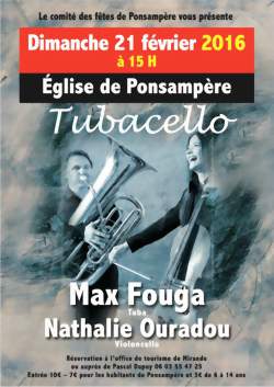 Concert de Tubacello à Ponsampère (Max Fouga Tuba et Nathalie Ouradou Violoncelle)