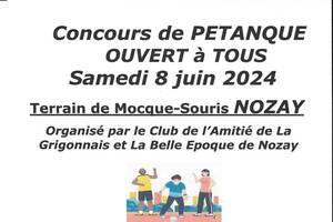 Concours de Pétanque en doublette Samedi 8 juin 2024 à Nozay 44170