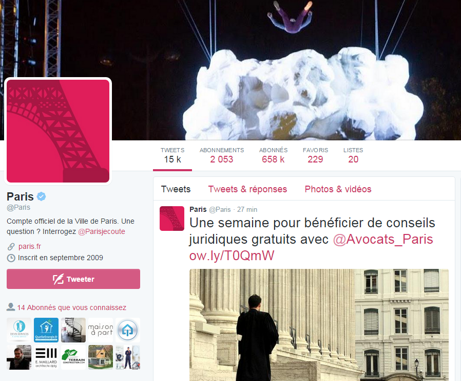Top 50 villes d'IledeFrance les plus actives sur Twitter au 5 octobre