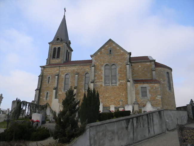 L'église Saint-Jean-Baptiste de Mionnay, entourée du cimetière du village - Mionnay (01390) - Ain