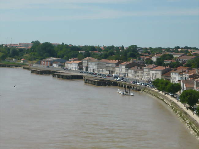 Vue générale sur le port et une partie de la ville depuis le pont suspendu sur la Charente - Tonnay-Charente (17430) - Charente-Maritime