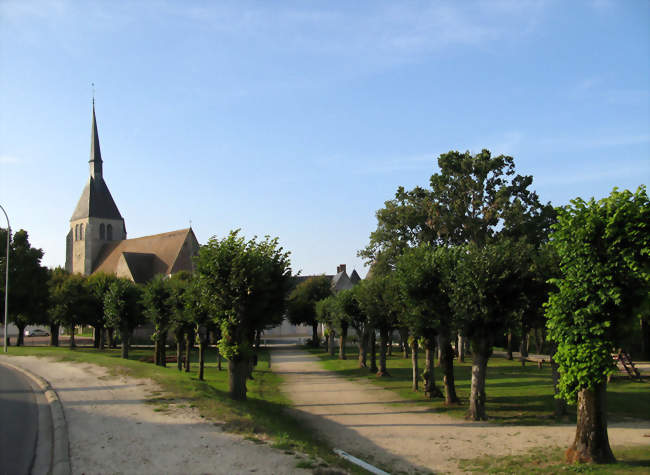 L'église et le parc depuis la rue nationale - Argent-sur-Sauldre (18410) - Cher