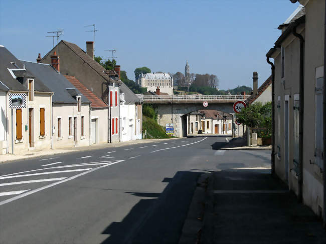 Panorama sur le château et l'église depuis la D940 - Châteauneuf-sur-Cher (18190) - Cher