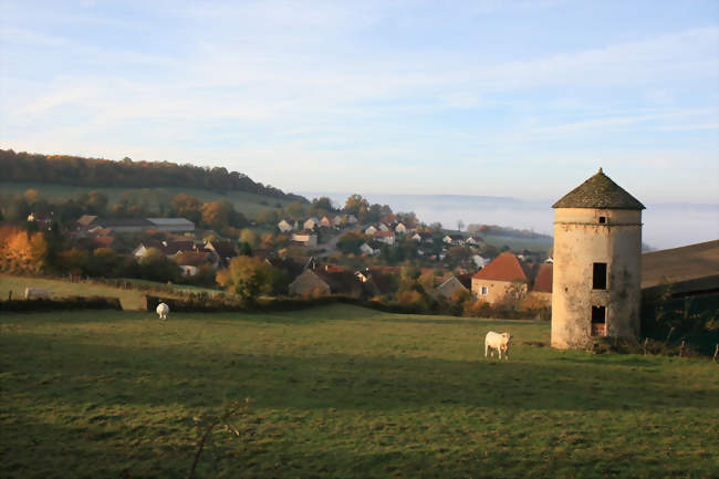 Vue du village depuis le plateau le surplombant - Ménétreux-le-Pitois (21150) - Côte-d'Or