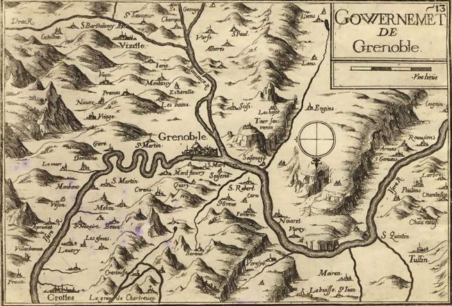 Meylan (alors orthographié Mélan) et la région de Grenoble vers 1638 - Meylan (38240) - Isère