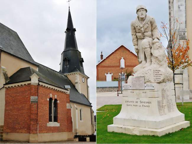 Église Saint-Julien et monument aux morts - Souesmes (41300) - Loir-et-Cher