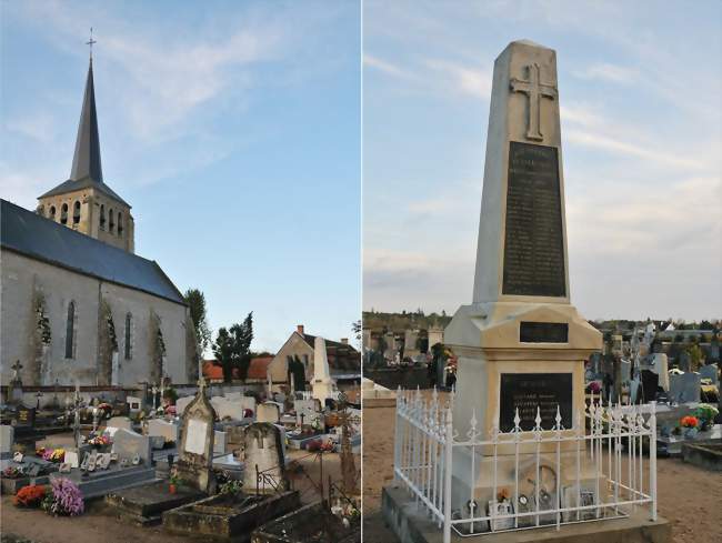 L'église et le monument aux morts - Darvoy (45150) - Loiret