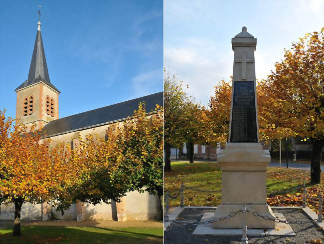 L'église Saint-Jean-Baptiste et le monument aux morts - Neuvy-en-Sullias (45510) - Loiret