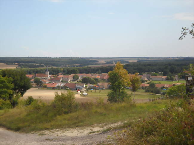 Vue du village depuis une colline le surplombant - Mauvages (55190) - Meuse