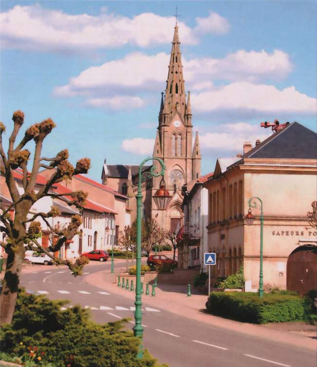 Le village de Coume avec la mairie et l'église Saint-Martin - Coume (57220) - Moselle