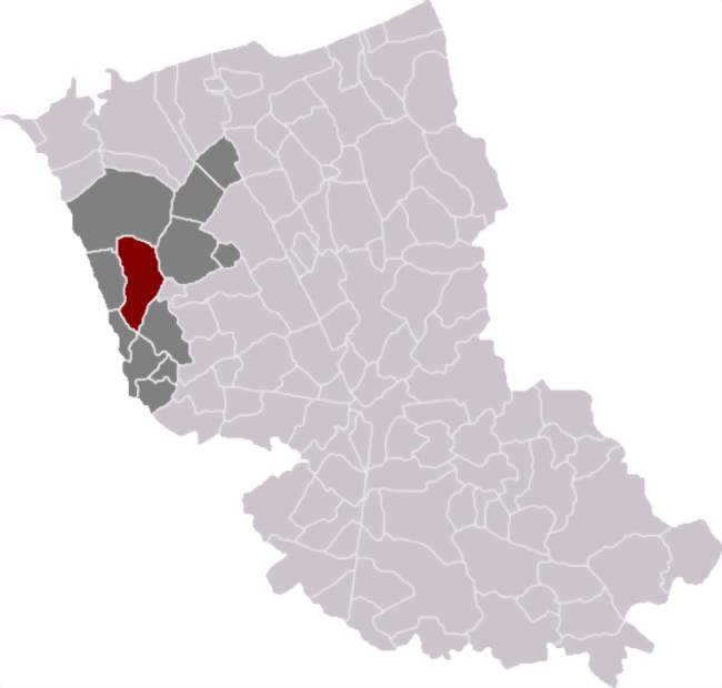 Situation du canton et de la commune dans l'arrondissement - Cappelle-Brouck (59630) - Nord