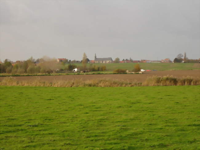 Oost-Cappel et Eglise Saint-Nicolas, vu de Roesbrugge en Belgique - Oost-Cappel (59122) - Nord