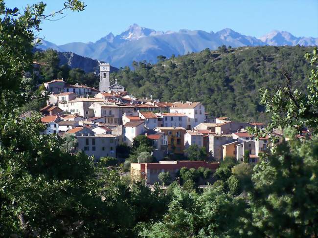 Le village vu de louest avec en arrière le mont Gélas (3 143 m) - Levens (06670) - Alpes-Maritimes