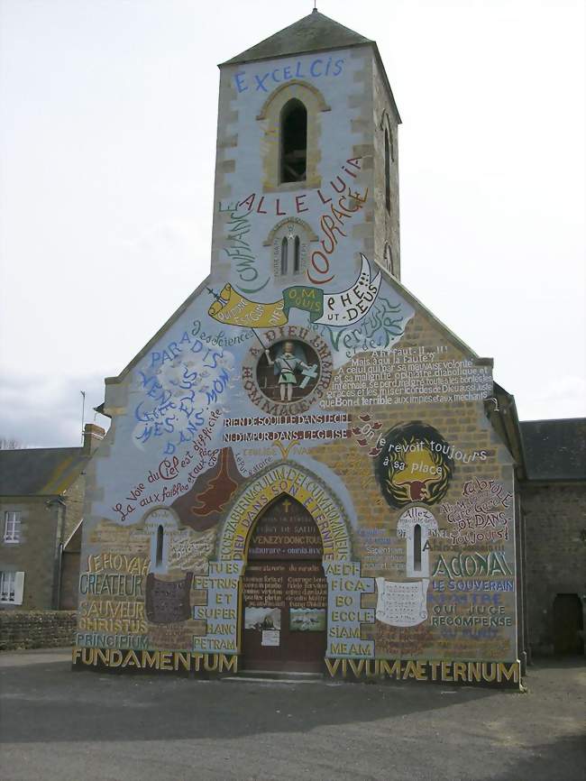 Façade peinte de l'église de Ménil-Gondouin - Ménil-Gondouin (61210) - Orne