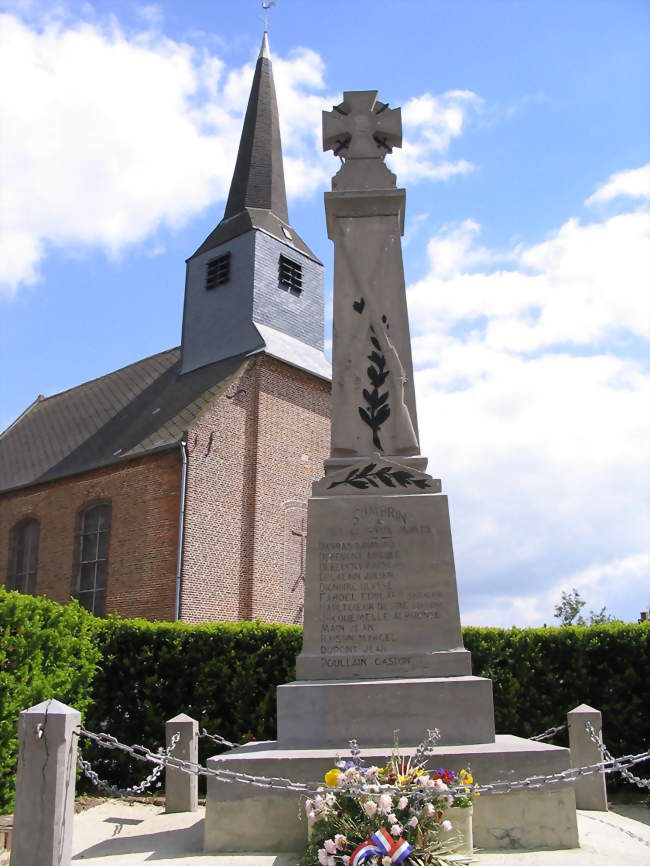 Le monument aux morts et l'église Saint-Vaast - Sombrin (62810) - Pas-de-Calais