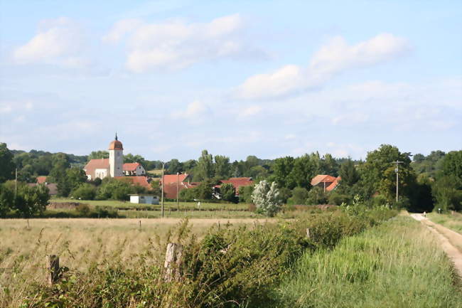 Vue du village depuis le chemin des rives de Saône - Vanne (70130) - Haute-Saône