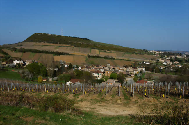 Vue de Bussières À droite, le hameau de Grand Bussières ; en arrière plan Monsard - Bussières (71960) - Saône-et-Loire