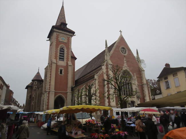 Église Saint-Pierre de Louhans avec tuile vernissée de Bourgogne et marché de Louhans - Louhans (71500) - Saône-et-Loire