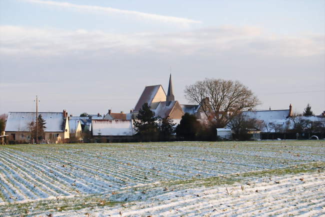 Le bourg sous la neige - Sainte-Cérotte (72120) - Sarthe