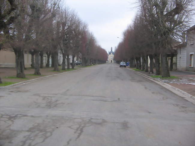 L'avenue à Angliers, avec la mairie au fond - Angliers (86330) - Vienne