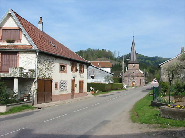 Église et rue principale - Lubine (88490) - Vosges