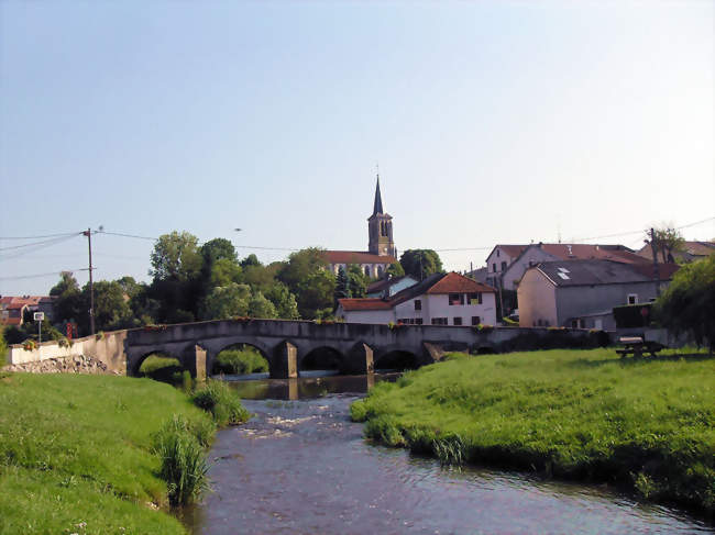 Vue sur le Durbion à Vaxoncourt avec l'église de Saint-Martin - Vaxoncourt (88330) - Vosges
