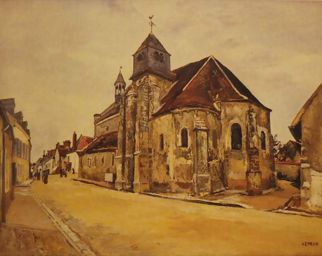 L'église, toile de Marcel Leprin, 1927 - Bléneau (89220) - Yonne