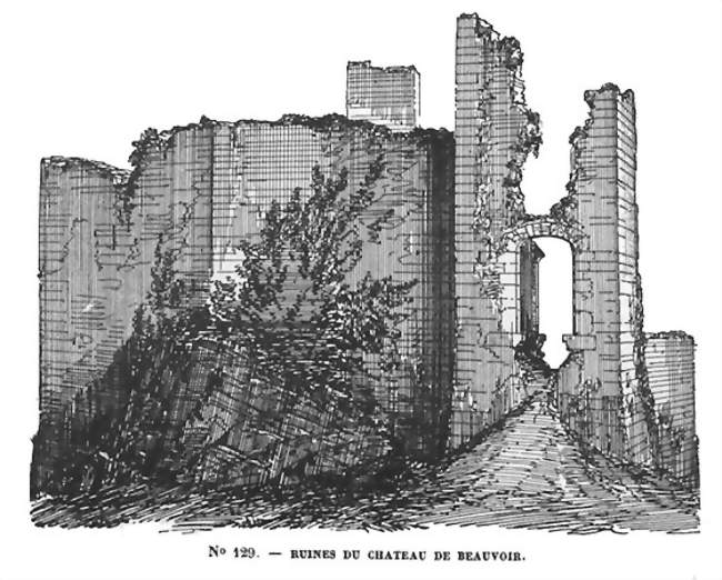Ruines du château de Beauvoir, dessin de Victor Petit, 1870 - Sauvigny-le-Beuréal (89420) - Yonne