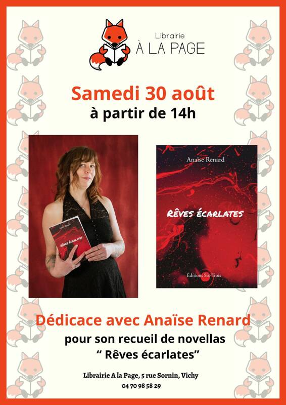 Dédicace d'Anaïse Renard à Vichy samedi 30 août 2025