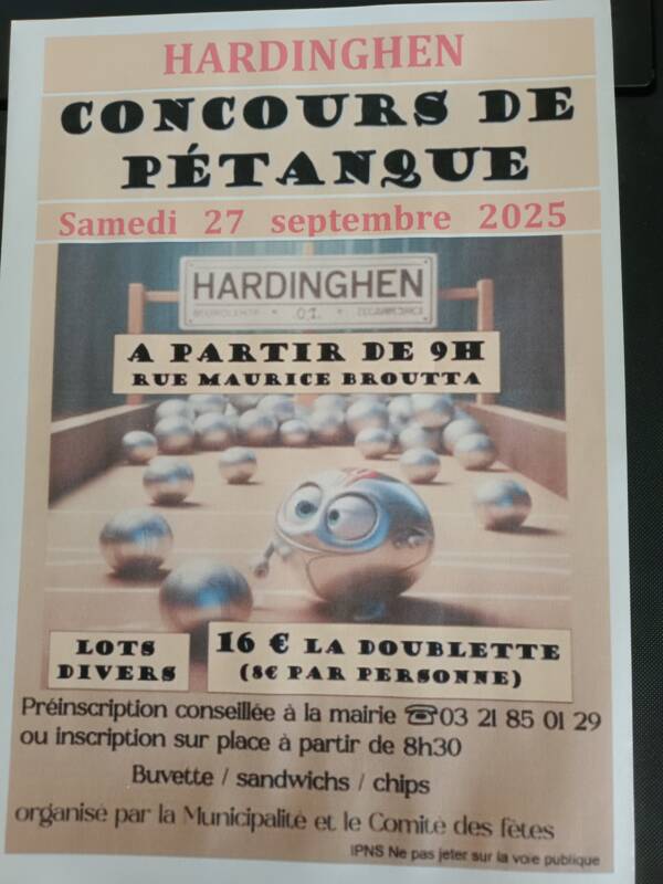 Concours de pétanque à Hardinghen