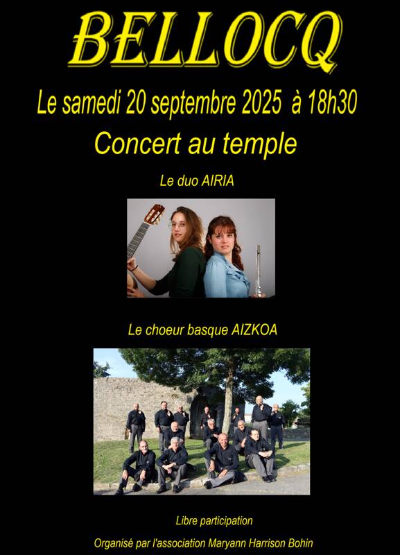 Concert au temple de Bellocq fête du Patrimoine