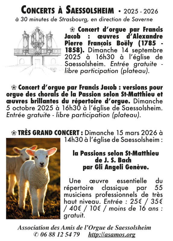 Concert d’orgue par Francis Jacob : concert en prélude à la Passion selon St-Matthieu