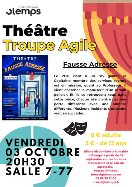 Théâtre, de la Troupe Agile : Fausse Adresse
