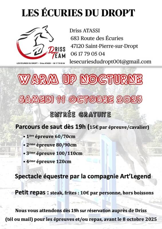 WARM UP NOCTURNE aux Ecuries du Dropt