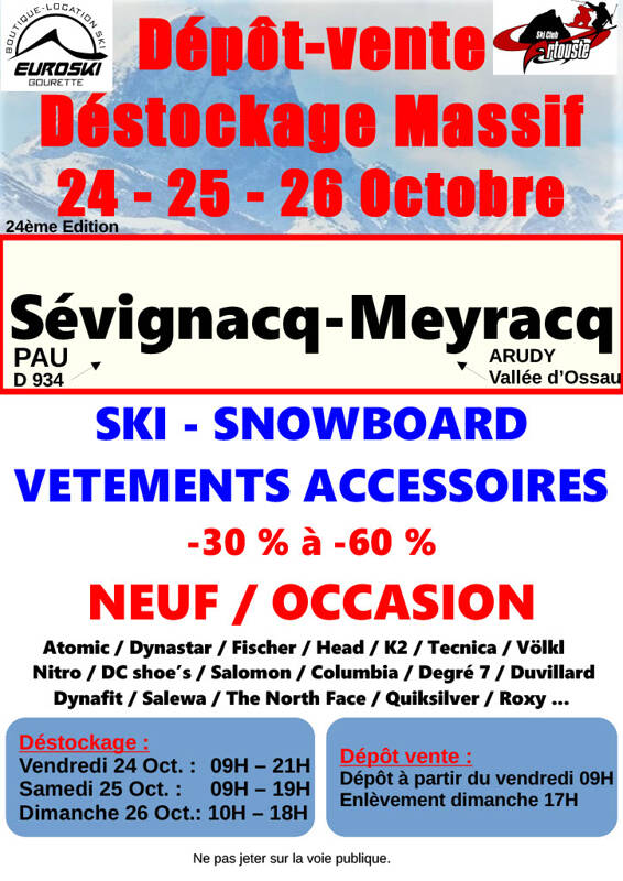 Dépôt vente - Déstockage Ski Snowboard Vêtements Accessoires