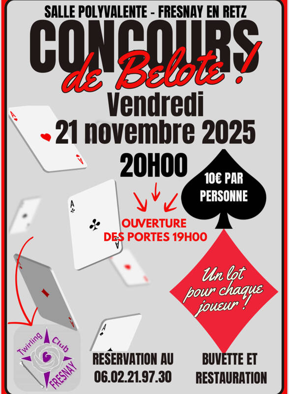 Concours de belote le 21 novembre à 20h