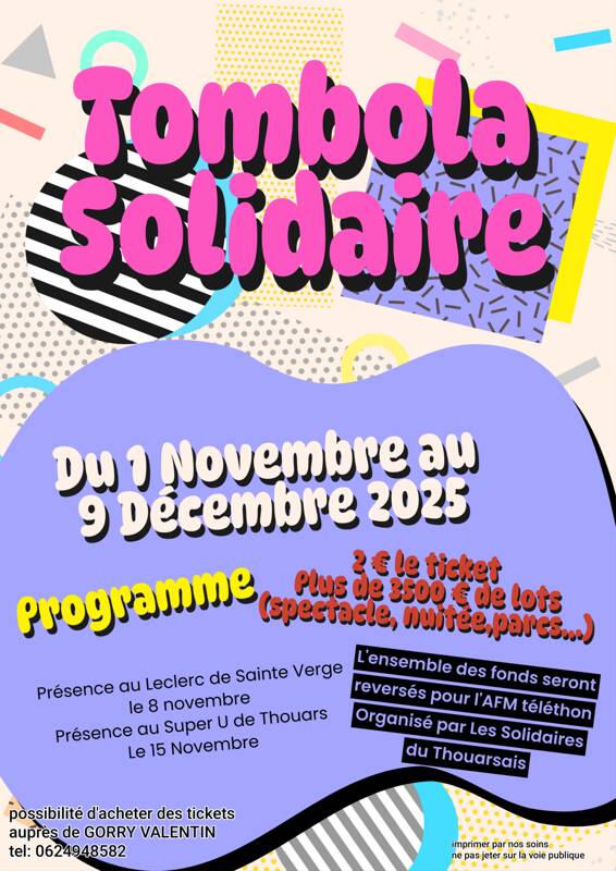 Grande tombola solidaire téléthon