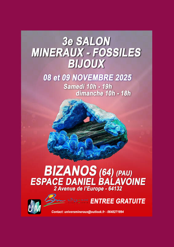 Salon minéraux, fossiles, bijoux de créateur.