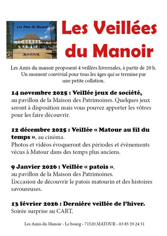 Veillée des Amis du Manoir