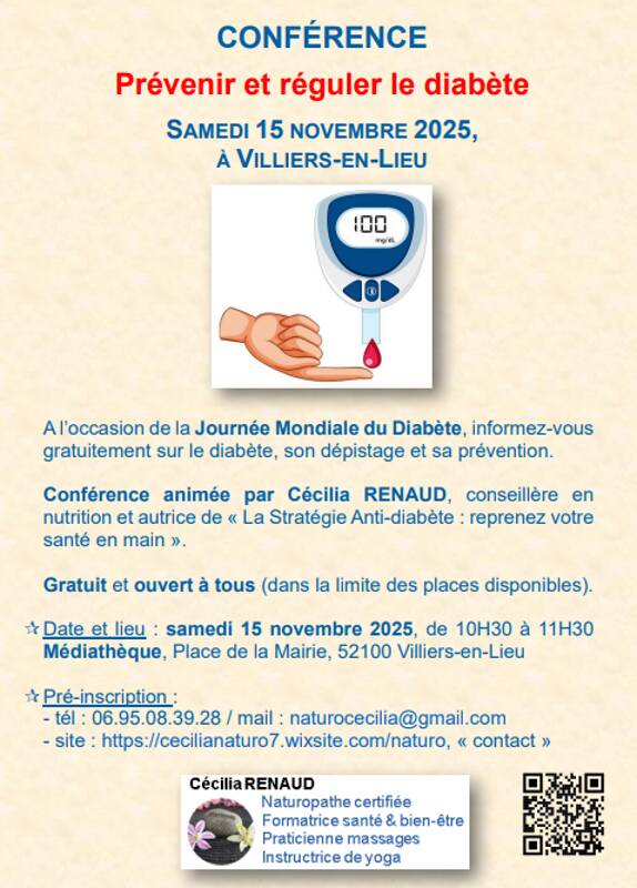 CONFÉRENCE : Prévenir et réguler le diabète