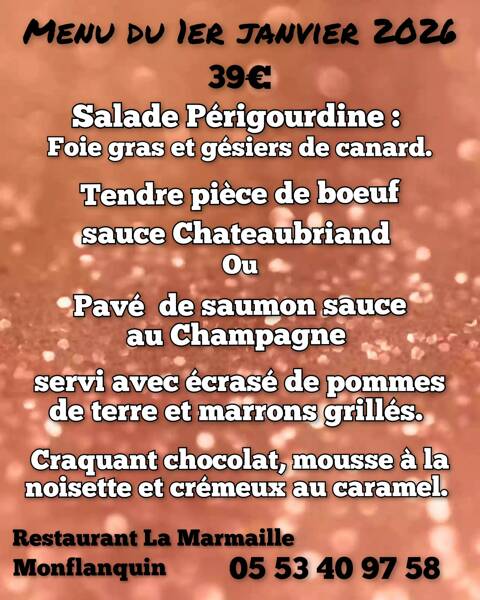 Menu du 1er janvier 2026