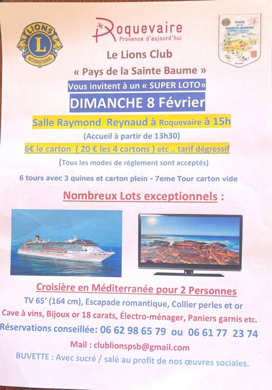 SUPER LOTO Lions Club Pays de la Ste Baume